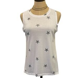 MODERN LUX White Star Patriotic Tank Top Shirt Tee T-shirt Women's M